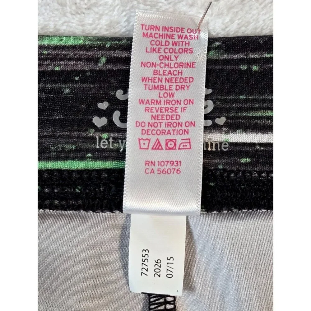 Justice Girls Softball Leggings sz14 Black Multi Color Full Lenght Stretch Sport